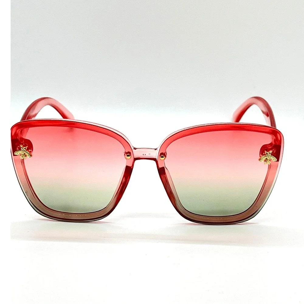Bee Accented Sunglasses Pink Ombre‎ Fashion Sun Glasses Women